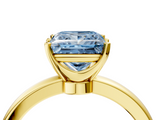 Yellow gold Fancy Blue Princess  Solitaire Diamond Ring with Six-Prong Setting on a Classic Band_7