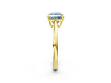 Yellow gold Fancy Blue Princess  Solitaire Diamond Ring with Split Shank and Four-Prong Setting_14