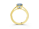 Yellow gold Fancy Blue Princess  Solitaire Diamond Ring with Split Shank and Four-Prong Setting_15