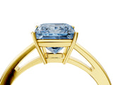 Yellow gold Fancy Blue Princess  Solitaire Diamond Ring with Split Shank and Four-Prong Setting_16