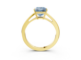 Yellow gold Fancy Blue Princess  Solitaire Diamond Ring with Split Shank and Four-Prong Setting_23