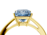 Yellow gold Fancy Blue Princess  Solitaire Diamond Ring with Split Shank and Four-Prong Setting_24