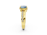 Yellow gold Fancy Blue Princess  Solitaire Diamond Ring with Split Shank and Prong Setting_42