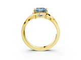 Yellow gold Fancy Blue Princess  Solitaire Diamond Ring with Split Shank and Prong Setting_43