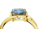 Yellow gold Fancy Blue Princess  Solitaire Diamond Ring with Split Shank and Prong Setting_44