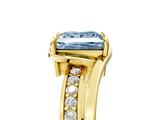 Yellow gold Fancy Blue Princess  Solitaire Diamond Ring with Split Shank and Prong Setting_45
