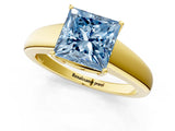 Yellow gold Fancy Blue Princess  Solitaire Diamond Ring with Tapered Band and Four-Prong Setting_50