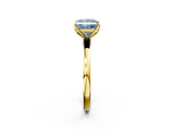 Yellow gold Fancy Blue Princess  Solitaire Diamond Ring with Thin Band and Four-Prong Setting_5