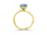 Yellow gold Fancy Blue Princess  Solitaire Diamond Ring with Thin Band and Four-Prong Setting_6