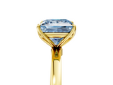 Yellow gold Fancy Blue Princess  Solitaire Diamond Ring with Thin Band and Four-Prong Setting_8