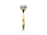 Yellow gold Fancy Blue Princess  Solitaire Diamond Ring with a Classic Band and Four-Prong Setting 3
