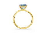 Yellow gold Fancy Blue Princess  Solitaire Diamond Ring with a Classic Band and Four-Prong Setting 4