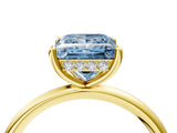 Yellow gold Fancy Blue Princess  Solitaire Diamond Ring with a Classic Band and Four-Prong Setting 5