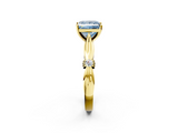 Yellow gold Fancy Blue Princess  Solitaire Diamond Twisted Band with Four-Prong Setting_44