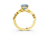 Yellow gold Fancy Blue Princess  Solitaire Diamond Twisted Band with Four-Prong Setting_45
