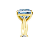 Yellow gold Fancy Blue Princess  Solitaire Diamond Twisted Band with Four-Prong Setting_47