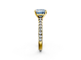 Yellow gold Fancy Blue Princess  Solitaire Diamond with Pavé Band and Four-Prong Setting_69