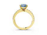 Yellow gold Fancy Blue Princess  Solitaire Diamond with Pavé Band and Four-Prong Setting_70