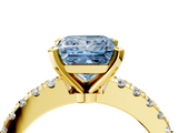 Yellow gold Fancy Blue Princess  Solitaire Diamond with Pavé Band and Four-Prong Setting_71