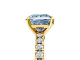 Yellow gold Fancy Blue Princess  Solitaire Diamond with Pavé Band and Four-Prong Setting_72