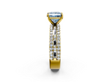 Yellow gold Fancy Blue Princess  Solitaire Diamond with Pave and Channel Set Band_87