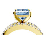 Yellow gold Fancy Blue Princess  Solitaire Diamond with Pave and Channel Set Band_89