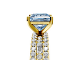 Yellow gold Fancy Blue Princess  Solitaire Diamond with Pave and Channel Set Band_90
