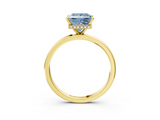Yellow gold Fancy Blue Princess  Solitaire Engagement Ring with Cathedral Band and Four-Prong Setting_24