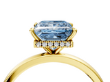 Yellow gold Fancy Blue Princess  Solitaire Engagement Ring with Cathedral Band and Four-Prong Setting_25
