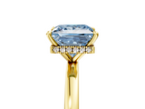 Yellow gold Fancy Blue Princess  Solitaire Engagement Ring with Cathedral Band and Four-Prong Setting_26