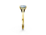 Yellow gold Fancy Blue Princess  Solitaire Engagement Ring with Four-Prong Setting and Classic Band 3