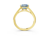 Yellow gold Fancy Blue Princess  Solitaire Engagement Ring with Four-Prong Setting and Classic Band 4