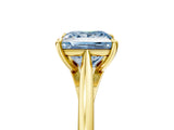 Yellow gold Fancy Blue Princess  Solitaire Engagement Ring with Four-Prong Setting and Classic Band