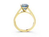 Yellow gold Fancy Blue Princess  Solitaire Engagement Ring with Four-Prong Setting and Tapered Band_6