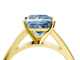 Yellow gold Fancy Blue Princess  Solitaire Engagement Ring with Four-Prong Setting and Tapered Band_7