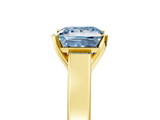 Yellow gold Fancy Blue Princess  Solitaire Engagement Ring with Four-Prong Setting and Tapered Band_8