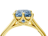 Yellow gold Fancy Blue Princess  Solitaire Engagement Ring with Six-Prong Setting and Classic Band 4