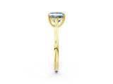Yellow gold Fancy Blue Princess  Solitaire Heart Prong Engagement Ring with Tapered Band_57