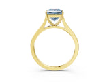 Yellow gold Fancy Blue Princess  Solitaire Heart Prong Engagement Ring with Tapered Band_58