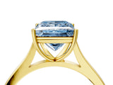 Yellow gold Fancy Blue Princess  Solitaire Heart Prong Engagement Ring with Tapered Band_59