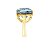 Yellow gold Fancy Blue Princess  Solitaire Heart Prong Engagement Ring with Tapered Band_60