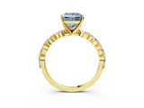 Yellow gold Fancy Blue Princess  Solitaire Marquise Side Stone Prong Setting Ring_64
