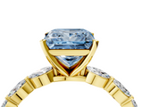 Yellow gold Fancy Blue Princess  Solitaire Marquise Side Stone Prong Setting Ring_65