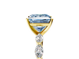 Yellow gold Fancy Blue Princess  Solitaire Marquise Side Stone Prong Setting Ring_66