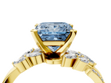 Yellow gold Fancy Blue Princess  Solitaire Marquise Twist Band with Six-Prong Setting_66