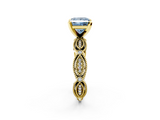Yellow gold Fancy Blue Princess  Solitaire Milgrain Diamond Engagement Ring with Bezel and Marquise Band_114