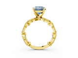 Yellow gold Fancy Blue Princess  Solitaire Milgrain Diamond Engagement Ring with Bezel and Marquise Band_115
