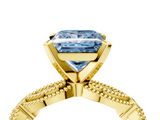 Yellow gold Fancy Blue Princess  Solitaire Milgrain Diamond Engagement Ring with Bezel and Marquise Band_116