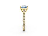 Yellow gold Fancy Blue Princess  Solitaire Pavé Band Prong Setting Ring_21