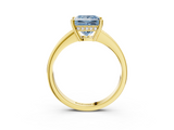 Yellow gold Fancy Blue Princess  Solitaire Pavé Band Prong Setting Ring_22